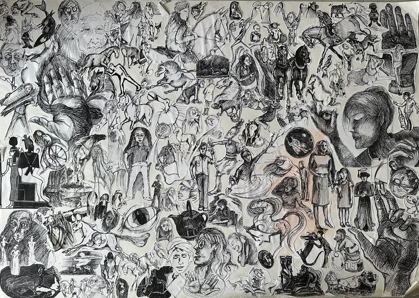 koláž 1 sešit  84x59 cm 