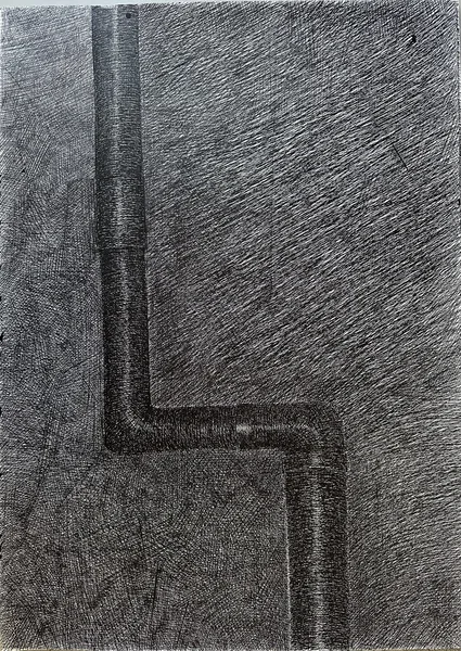 potrubí 05  kresba tuší 84x59 cm