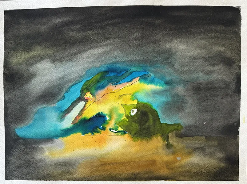 stáj 02 akvarel 32x24 cm