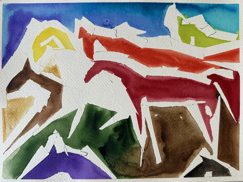 stáj 06 akvarel 32x24 cm