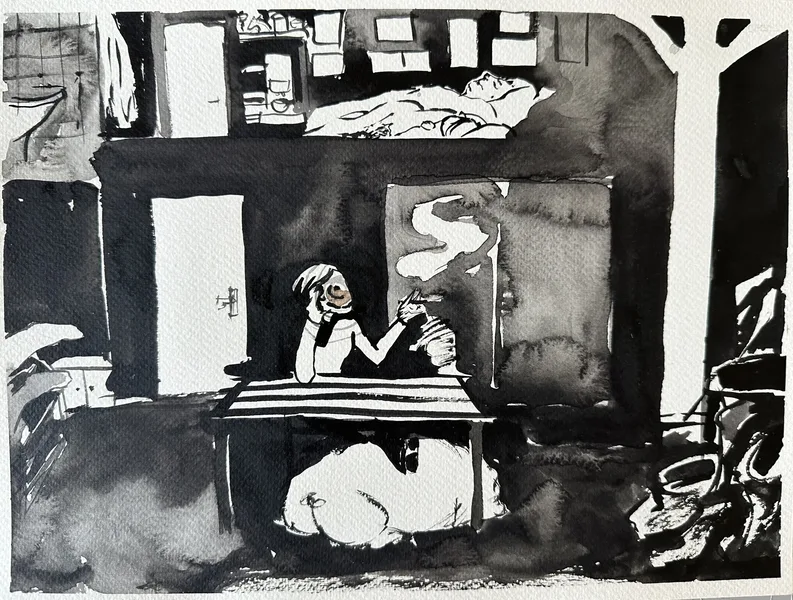 stáj 07 akvarel 32x24 cm