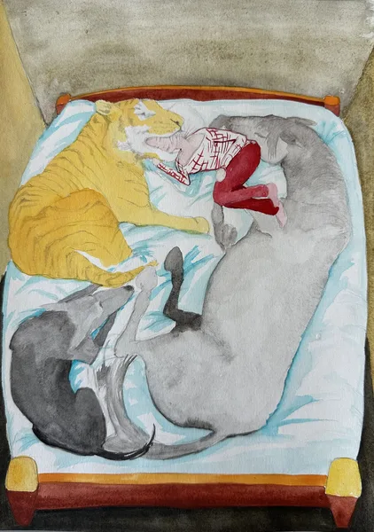 stáj 14 akvarel ,tužka 32x24 cm