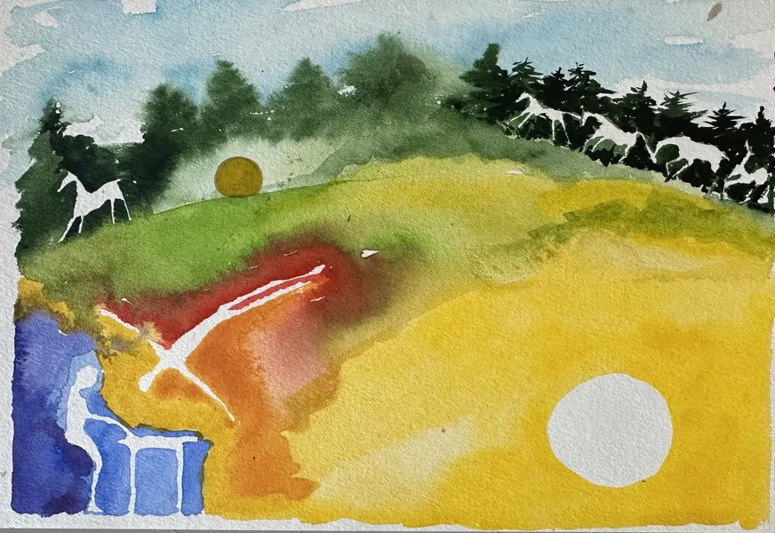 stáj 16 akvarel 32x24 cm