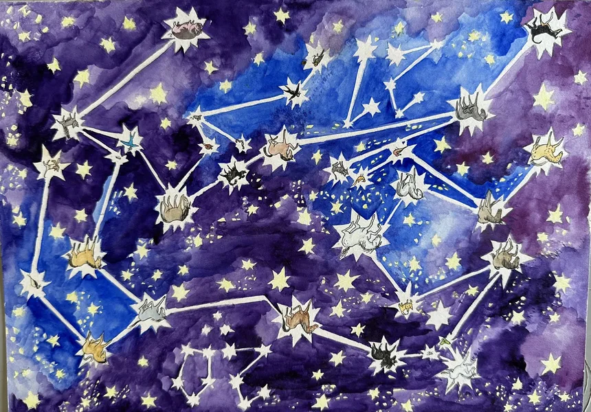 2021 akvarel, tuš 29,5x21 cm