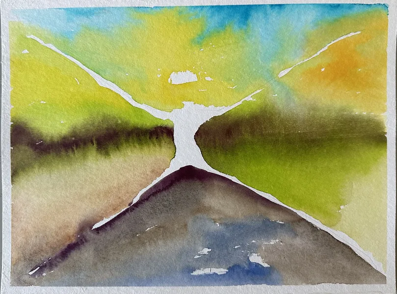 v prostoru akvarel  32x24 