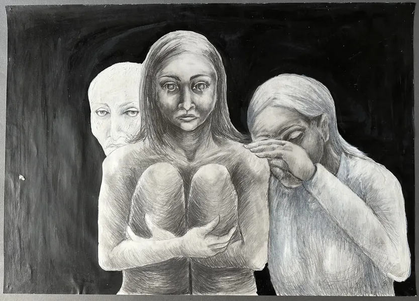 divkadriv 04 kresba tužkou, tempera, tuš 88x63 cm