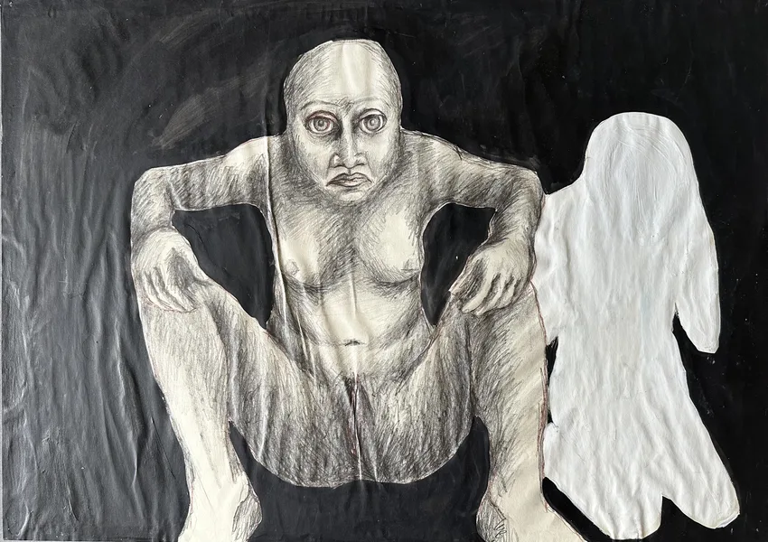 divkadriv 06 kresba tužkou, tempera, tuž 88x63 cm